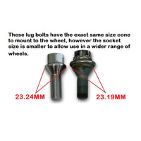 16 Piece Hex Drive Lug Bolt Set (Chrome or Black), 2012-18 Fiat 500