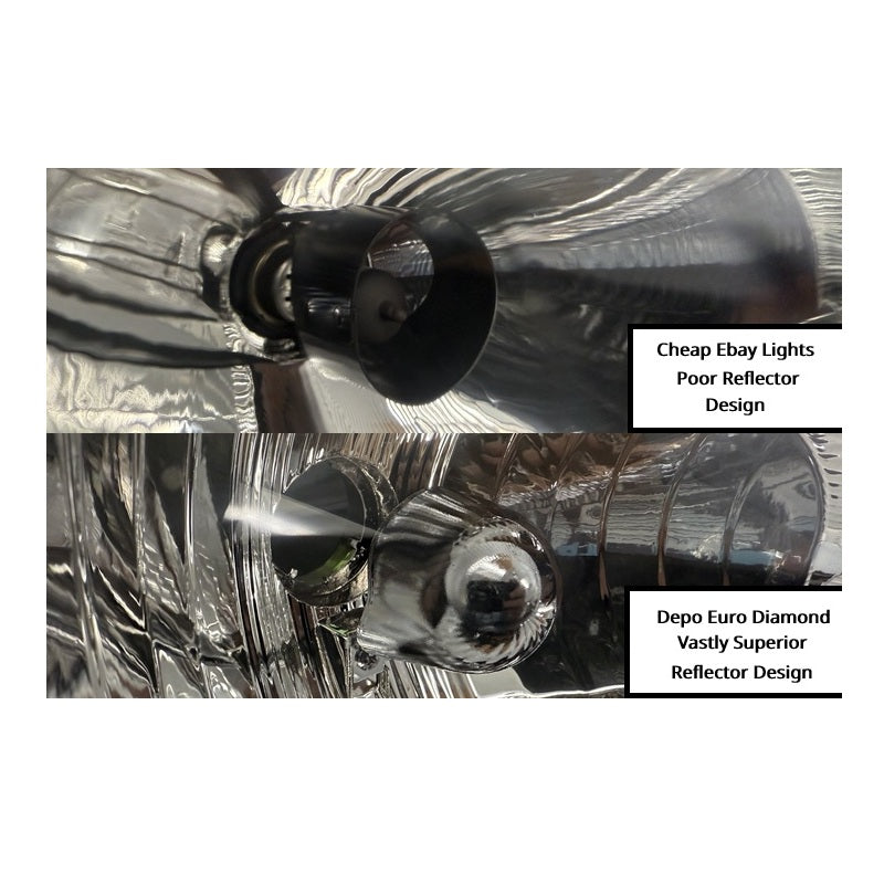 DEPO Euro Diamond Chrome Headlights PLUS front turn signals, 95-99 Neon